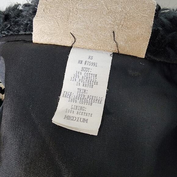 Vtg 90s Leopard Print Tan Black Boho Western Tapestry Fuzzy Faux Fur Jacket Sz M - Picture 9 of 9